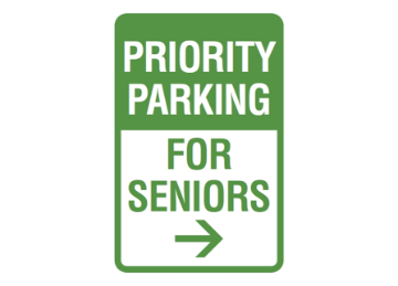 Signage of priority parking for seniors